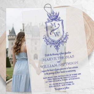 Medieval Royal Crest Monogram Wedding Overlay Vellum Invitations