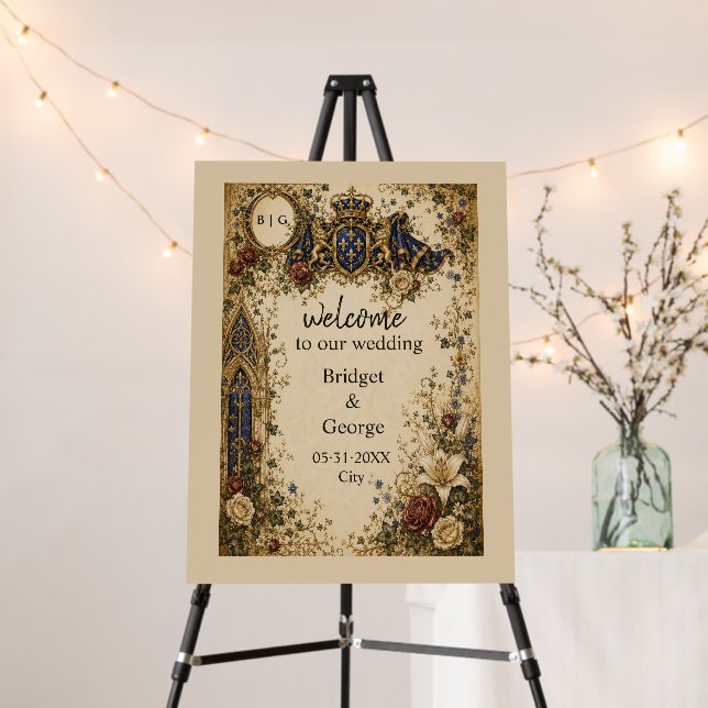 Medieval Royal Gothic Celtic Monogram Wedding Foam Board (In Situ (Stand))