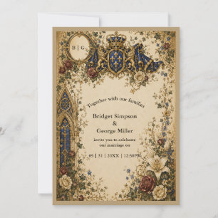 Medieval Royal Gothic Celtic Monogram Wedding Invitation