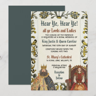 Medieval Royal Renaissance Wedding Invitation Card