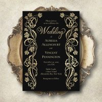 Medieval Royal Roses Sword Wedding Invitation