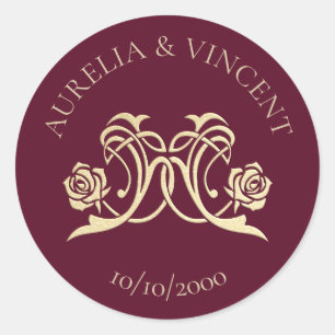 Medieval Royal Roses Wedding Classic Round Sticker