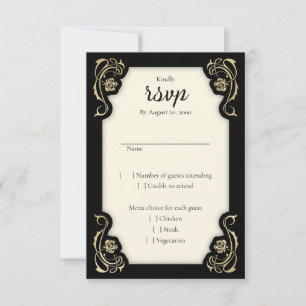 Medieval Royal Roses Wedding RSVP Card