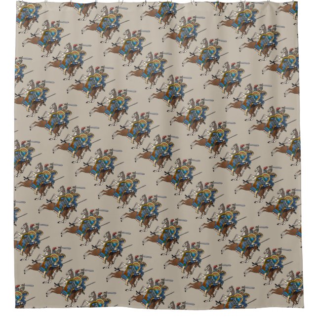 Medieval Russian Bogatyr Shower Curtain (Front)