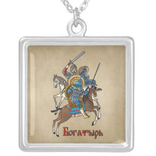 Medieval Russian Bogatyr Silver Plated Necklace
