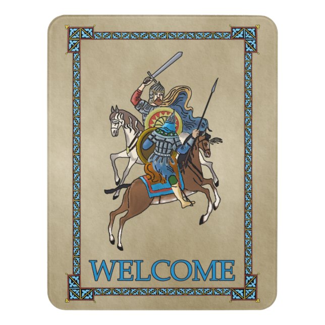 Medieval Russian Bogatyr - Welcome Door Sign (Contemporary Vert)