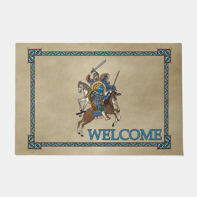 Medieval Russian Bogatyr - Welcome Doormat (Front)