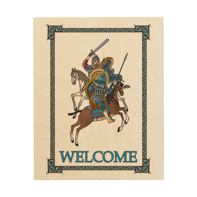 Medieval Russian Bogatyr - Welcome Wood Wall Art (Front)
