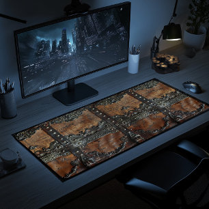 Medieval Rustic Leather and Iron Print Desk Mat