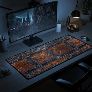 Medieval Rustic Leather and Iron Print Desk Mat