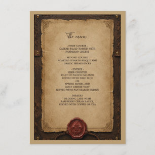Medieval Rustic Leather Wax Seal Wedding Menu