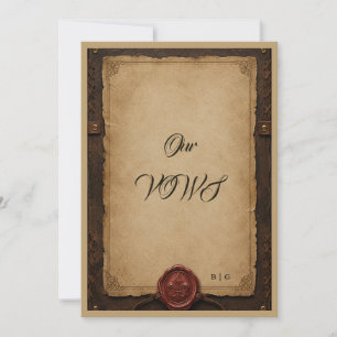 Medieval Rustic Leather Wax Seal Wedding our vows Invitation