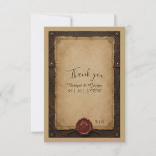 Medieval Rustic Leather Wax Seal Wedding Thank You Card