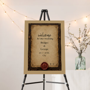 Medieval Rustic Leather Wax Seal Wedding welcome Foam Board
