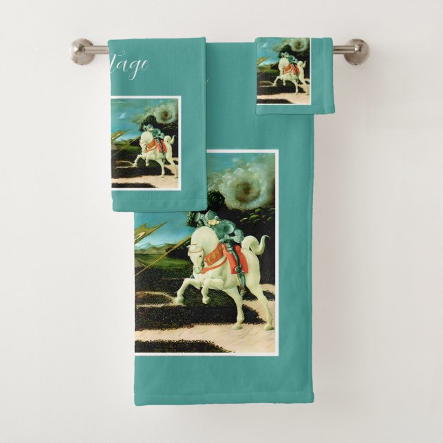 Medieval Saint George and the Drago Bath Towel Set (Insitu)