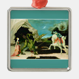 Medieval Saint George and the Drago Metal Ornament