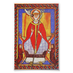 Medieval Saint Gregory the Great Icon  Photo Print
