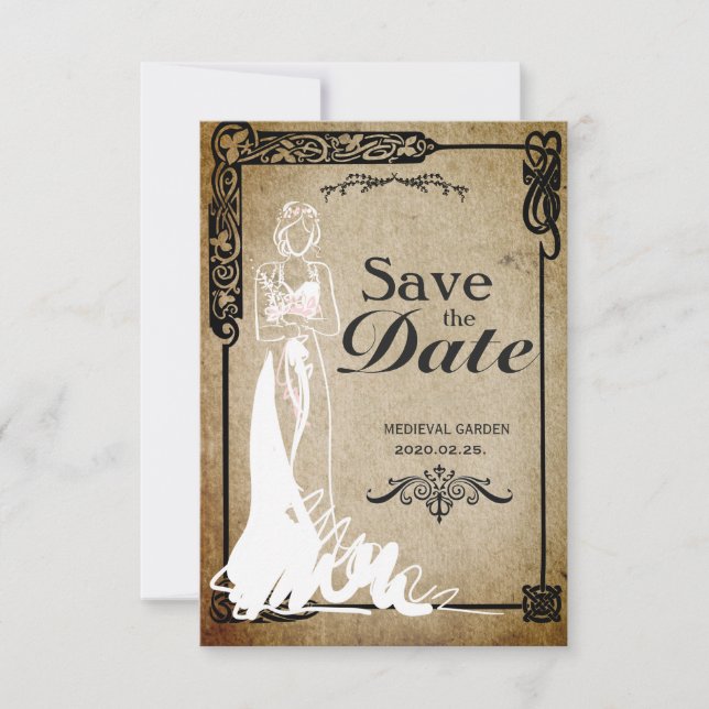 Medieval Save the Date bride (Front)