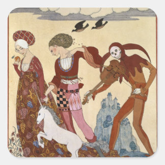 Medieval Scene by Georges Barbier Square Sticker