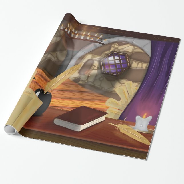 Medieval Scribe Study Wrapping Paper (Unrolled)