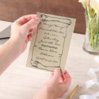 Medieval Scroll Linen Wedding Save Date Invitation