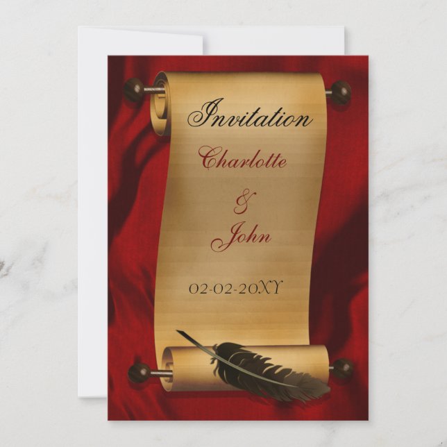 medieval scroll vintage invitation (Front)