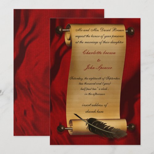 medieval scroll vintage invitation