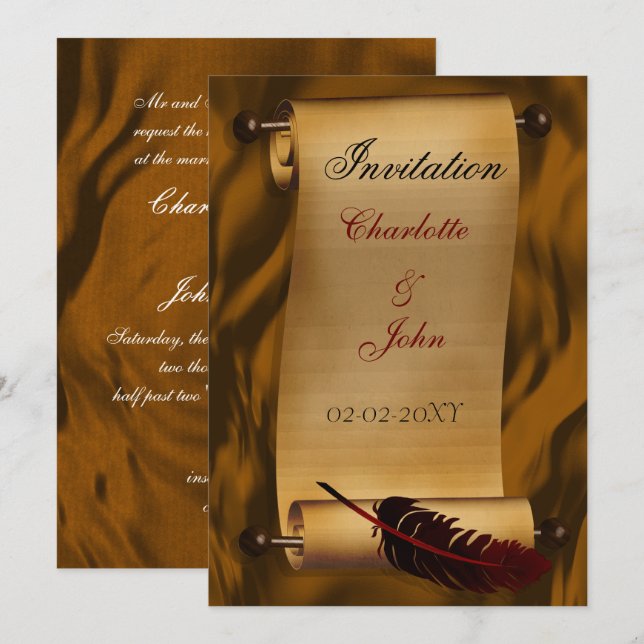 medieval scroll vintage invitation (Front/Back)