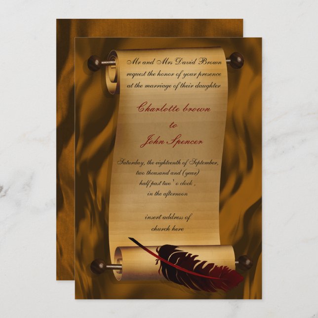 medieval scroll vintage invitation (Front/Back)