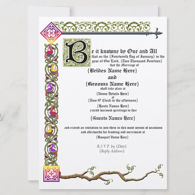 Medieval Scroll Wedding Invitation (Front)