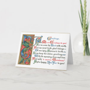 Medieval Scrolling Christmas Greetings Holiday Card