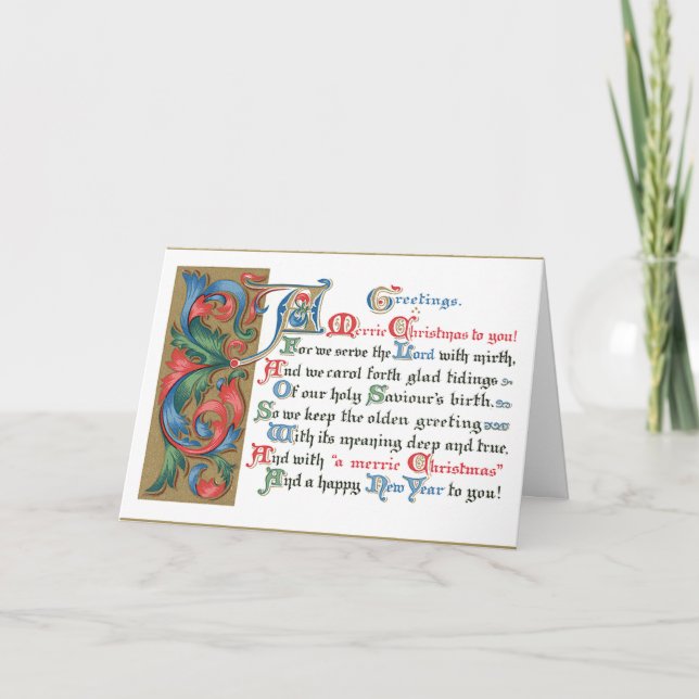 Medieval Scrolling Christmas Greetings Holiday Card (Front)