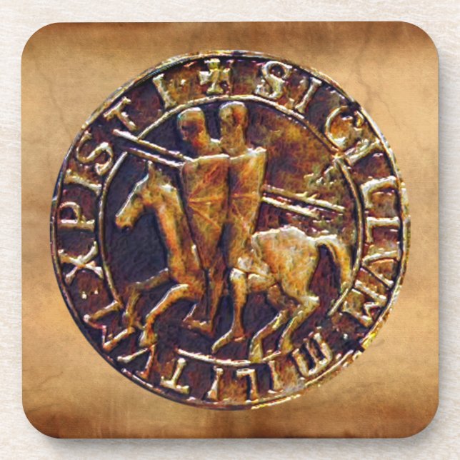 Medieval Seal of the Knights Templar Coaster (Front)