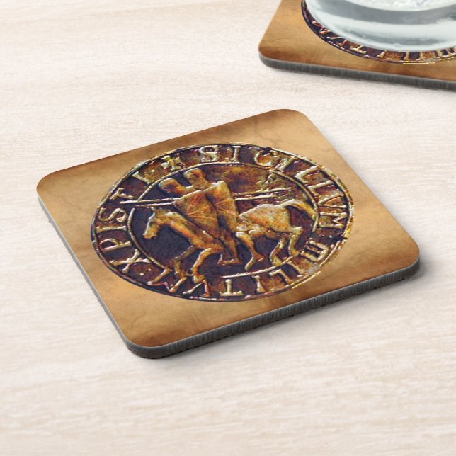 Medieval Seal of the Knights Templar Drink Coaster (Left Side)