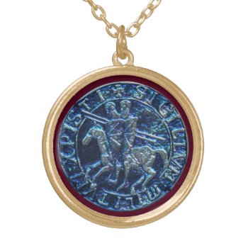 Medieval Seal Of The Knights Templar Gold Plated Necklace by EarthGifts at Zazzle
