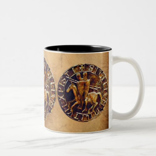 Medieval Seal of the Knights Templar Horses Two_Tone Coffee Mug