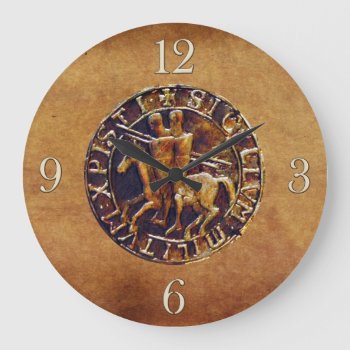 Medieval Seal Of The Knights Templar Large Clock by RavenSpiritPrints at Zazzle