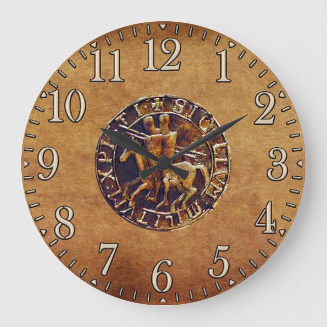 Medieval Seal of the Knights Templar Large Clock (Front)