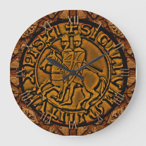 Medieval Seal of the Knights Templar Large Clock