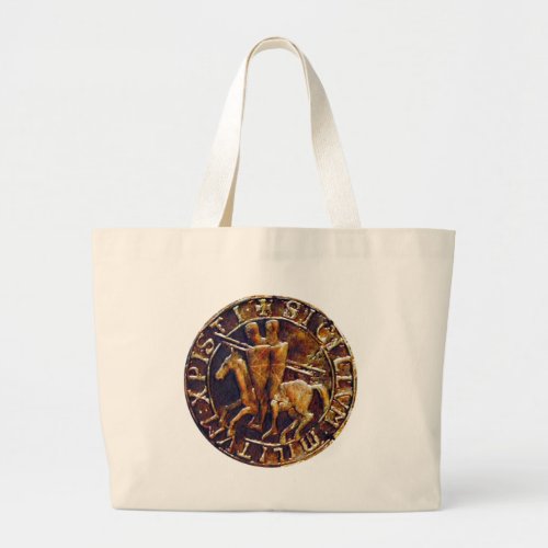 Medieval Seal of the Knights Templar Large Tote Bag