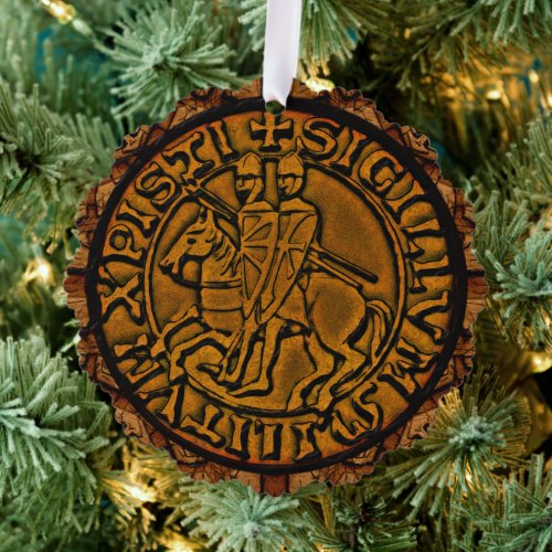 Medieval Seal of the Knights Templar Ornament Card