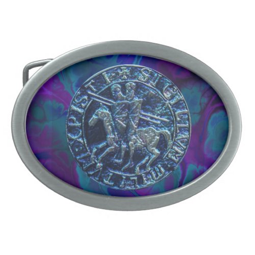 Medieval Seal of the Knights Templar Oval Belt Buckle