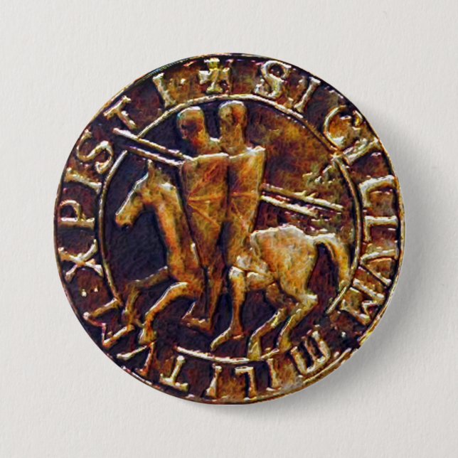 Medieval Seal of the Knights Templar Pinback Button (Front)