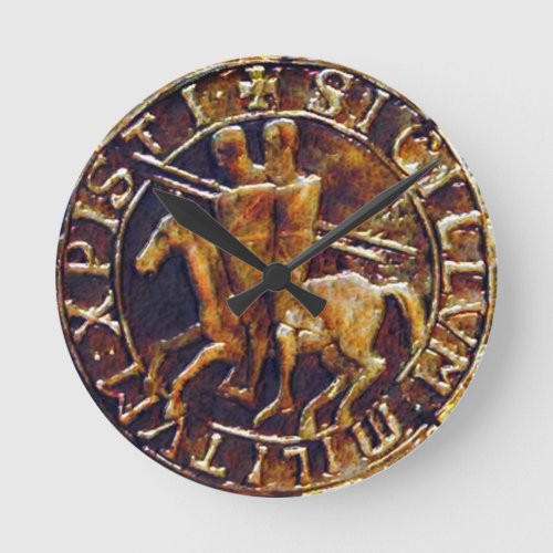 Medieval Seal of the Knights Templar Round Clock
