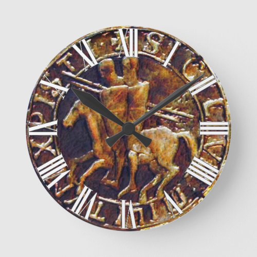 Medieval Seal of the Knights Templar Round Clock