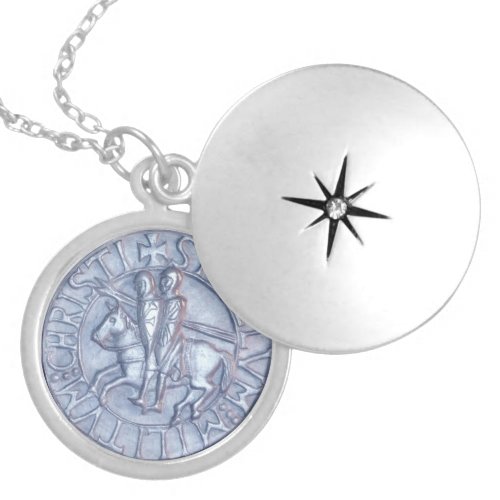 Medieval Seal of the Knights Templar Silver Plated Necklace