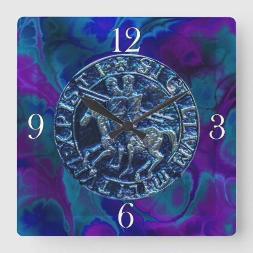 Medieval Seal of the Knights Templar Square Wall Clock
