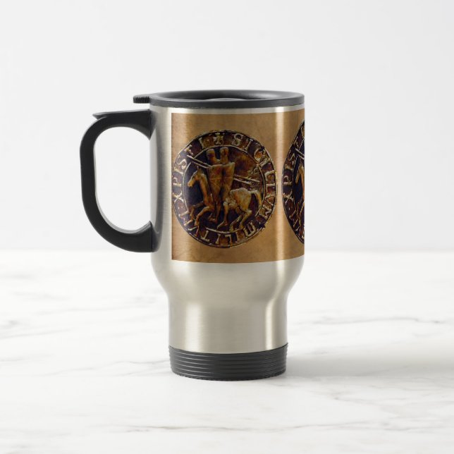 Medieval Seal of the Knights Templar Travel Mug (Left)