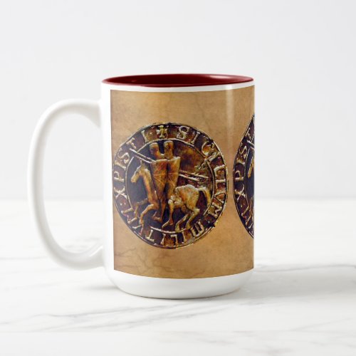 Medieval Seal of the Knights Templar Two_Tone Coffee Mug