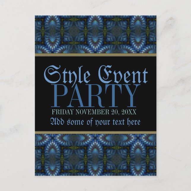 Medieval Shadows Pattern Party Invite Post Cards (Front)